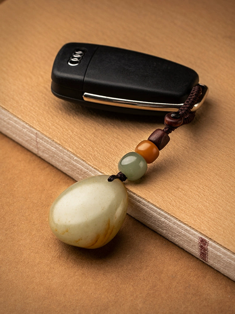 Natural Hetian Jade Keychain