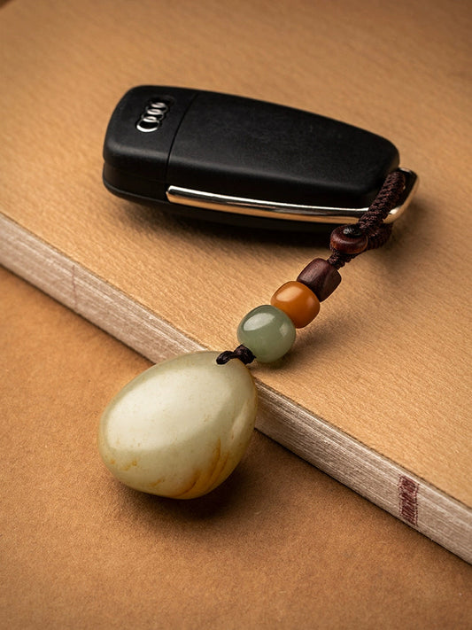 Natural Hetian Jade Keychain