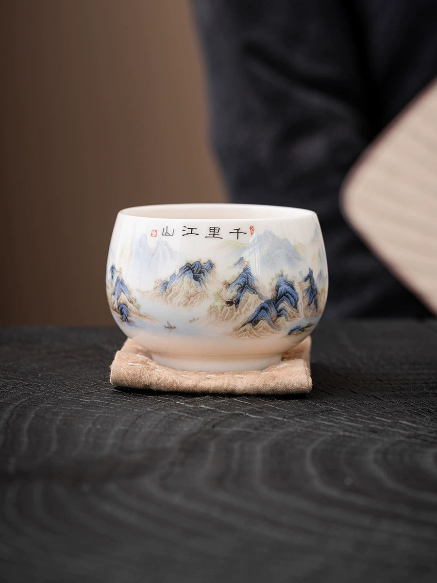 'Thousands of Miles' Pattern Ceramic Teacup