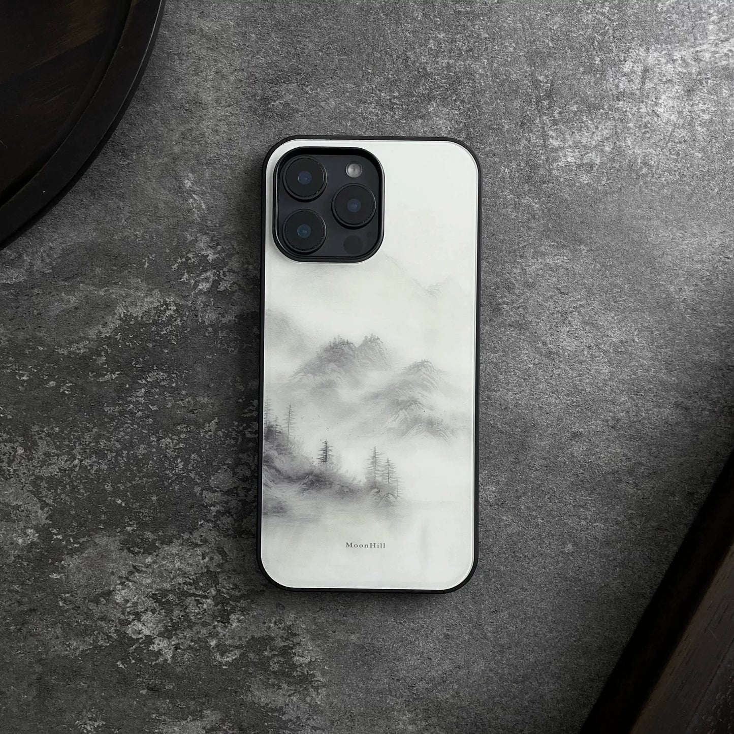 High-mountain cloud and mist pattern, anti-slip, full-coverage glass premium phone case