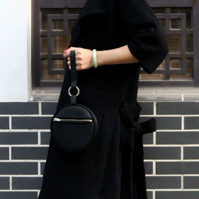 Chinese Retro White Crane Mini Leather Bag