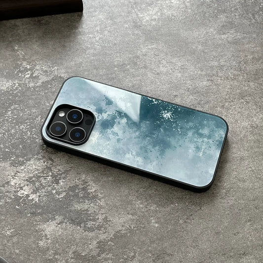 ray-blue cloudy pattern anti-slip full-coverage tempered glass premium phone case