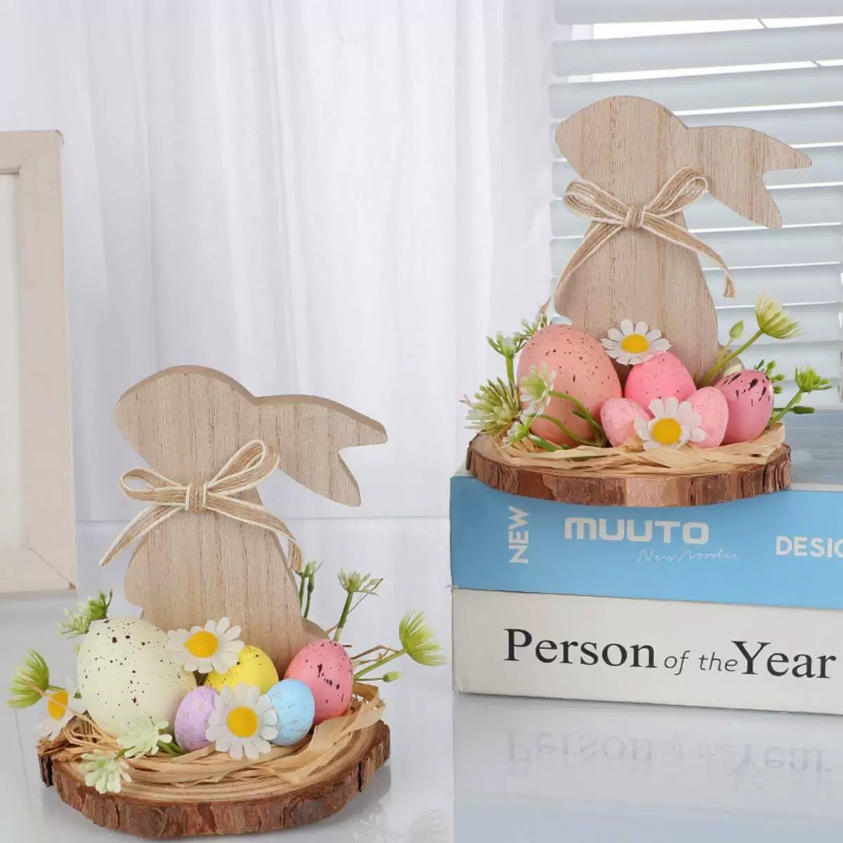 Easter Bunny Egg Simulation Flower Bunny-Shaped Desktop Ornament