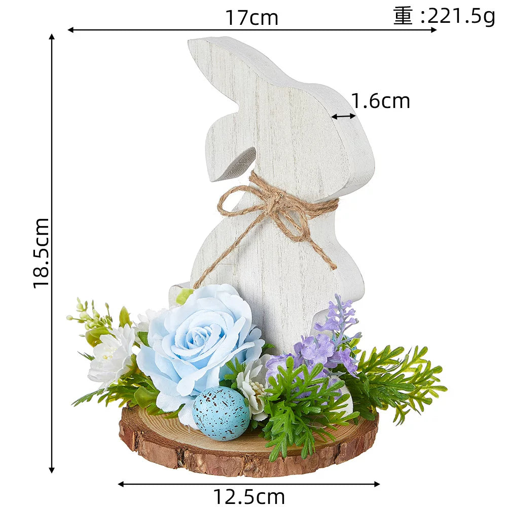 Easter Bunny Egg Simulation Flower Bunny-Shaped Desktop Ornament