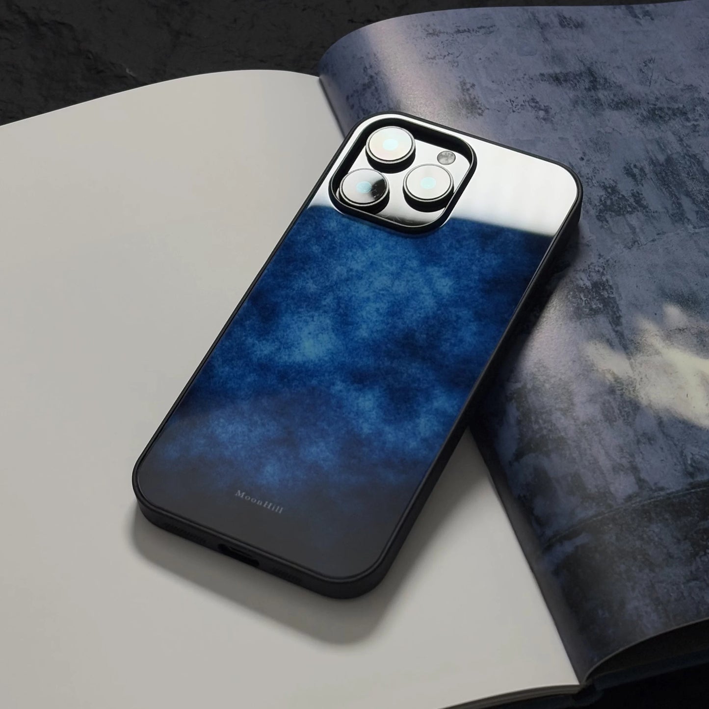Mysterious lake surface art design, anti-slip, full-coverage glass premium phone case.
