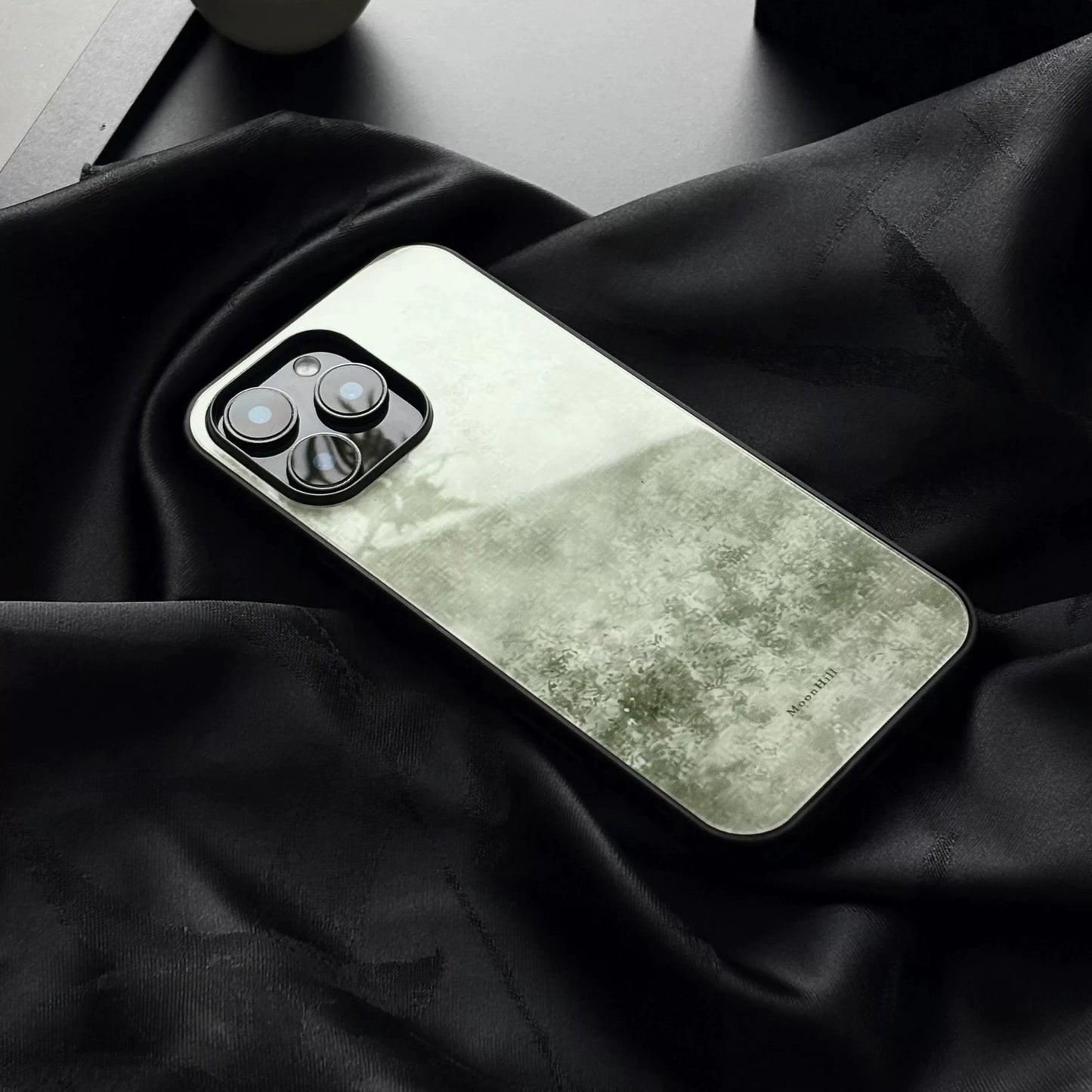 Gray-green anti-slip full-coverage glass premium phone case