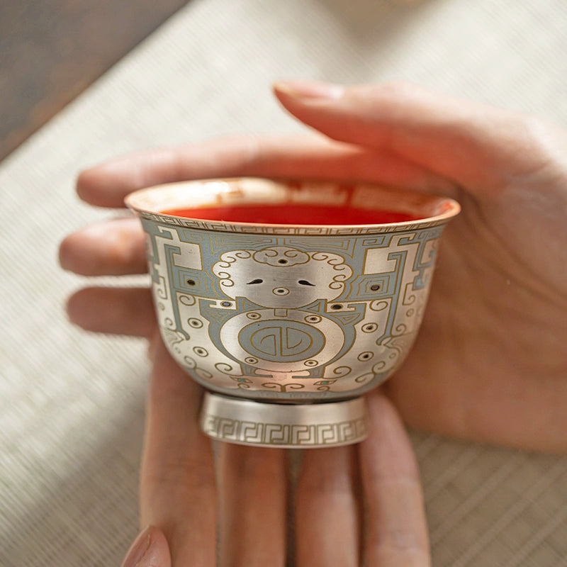 Hand-Painted Enameled Teacup