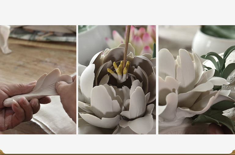 Ceramic Rich Flower Peony Flower Basket Art Decoration