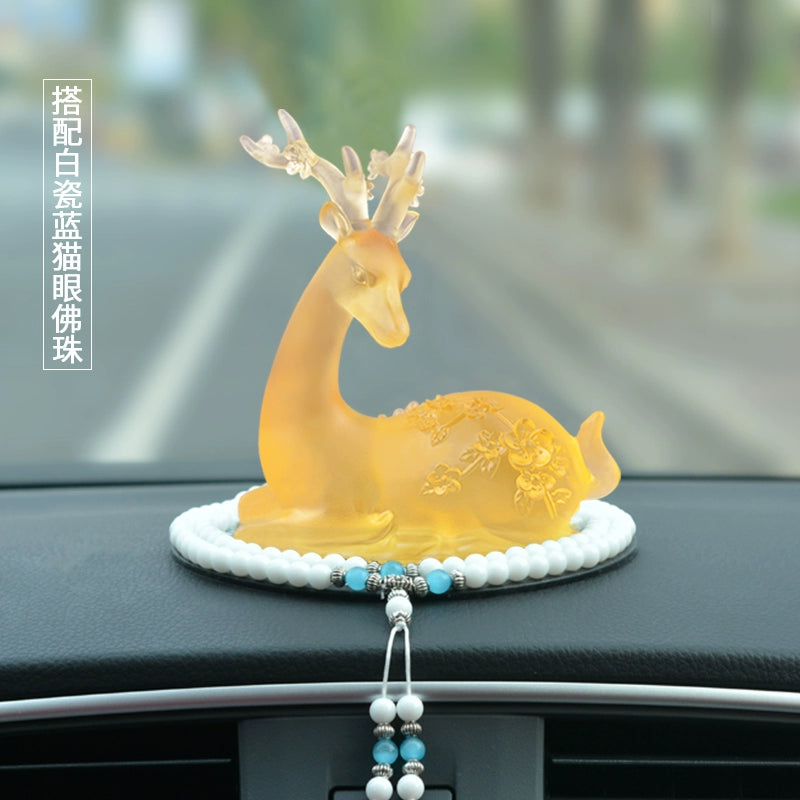 Crystal Deer Perfume Base with Agate Buddha Beads