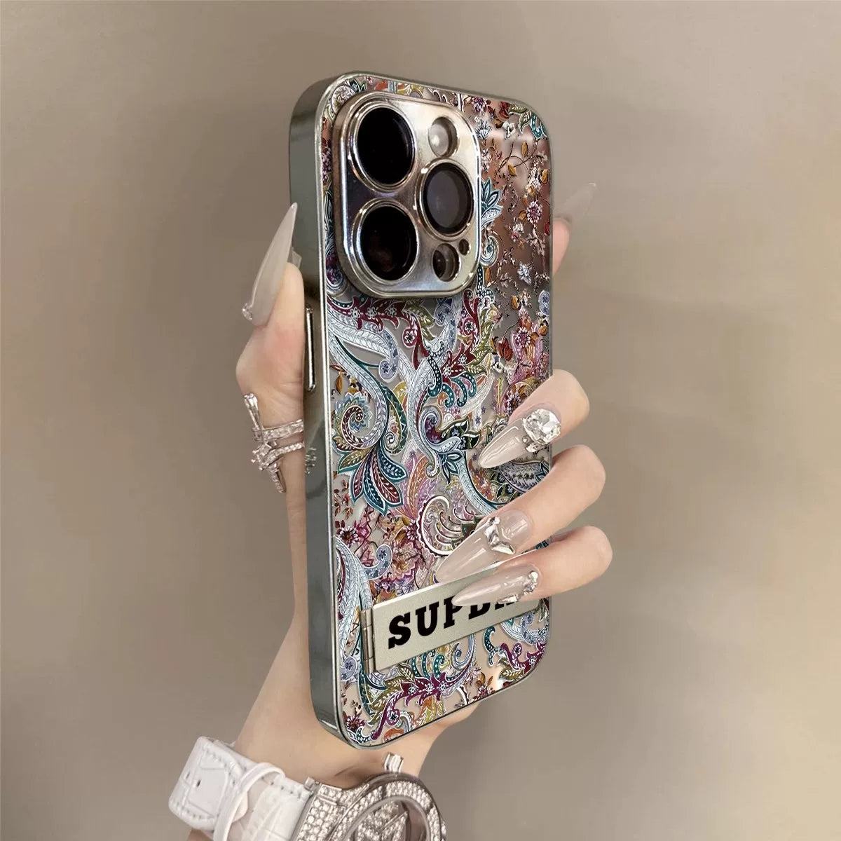 New retro patterned glass full-coverage phone case