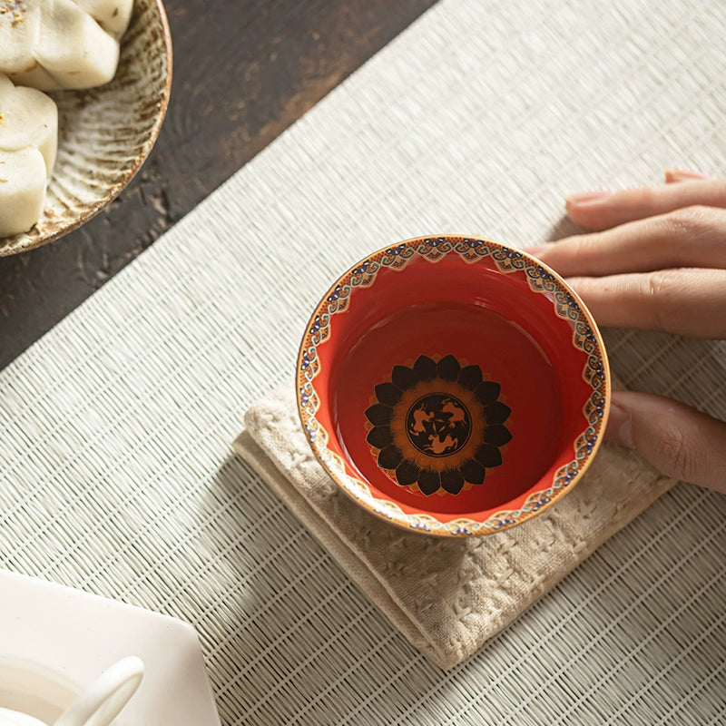 Hand-Painted Enameled Teacup