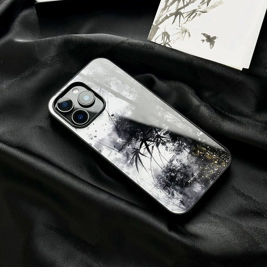 Bamboo in the Rain Ink Painting Non-slip Full Coverage Glass Premium Phone Case