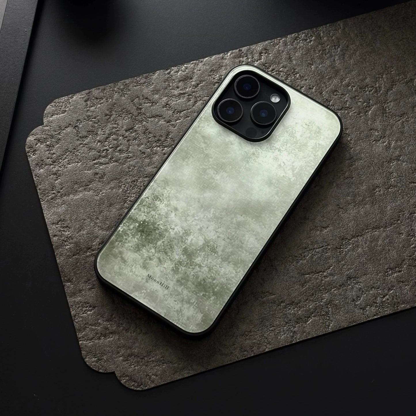 Gray-green anti-slip full-coverage glass premium phone case