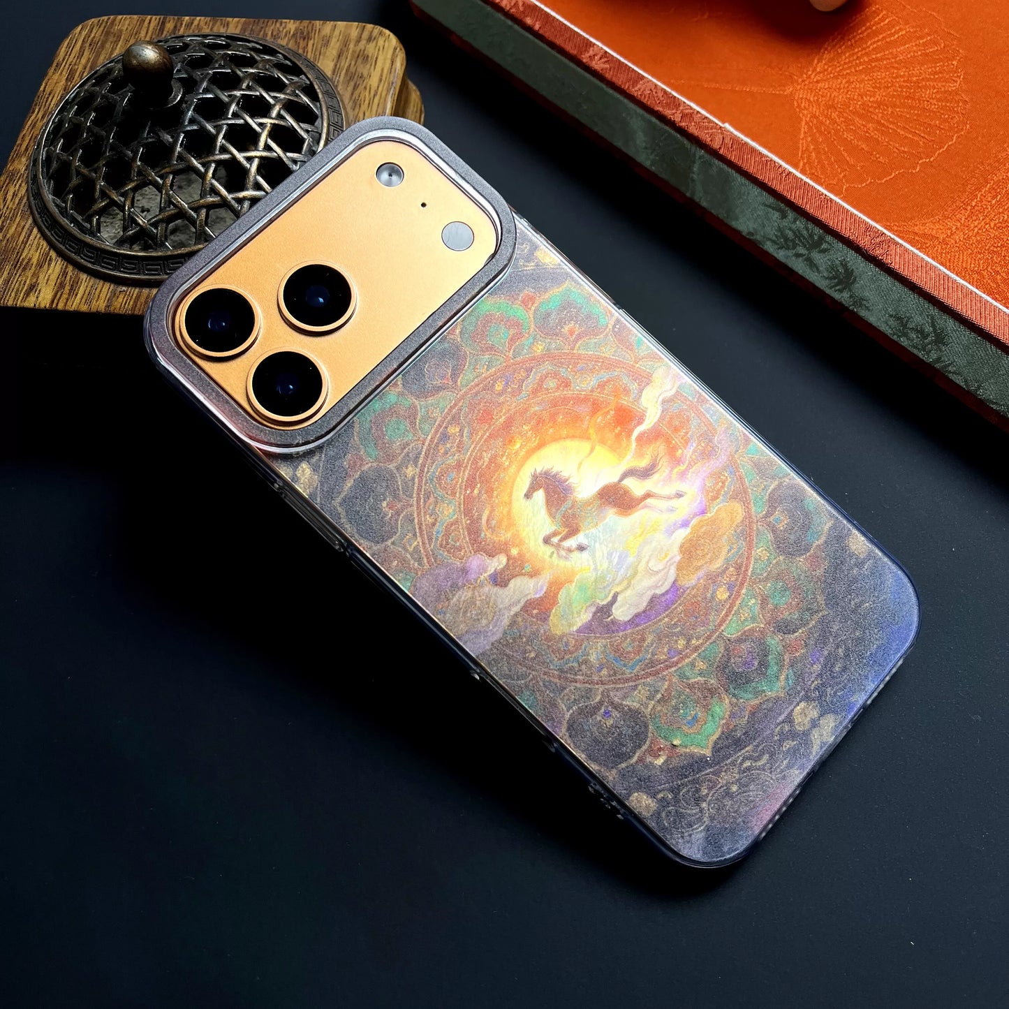 Drive your dreams! Dunhuang art painting laser-cut drop-proof 15pm premium phone case