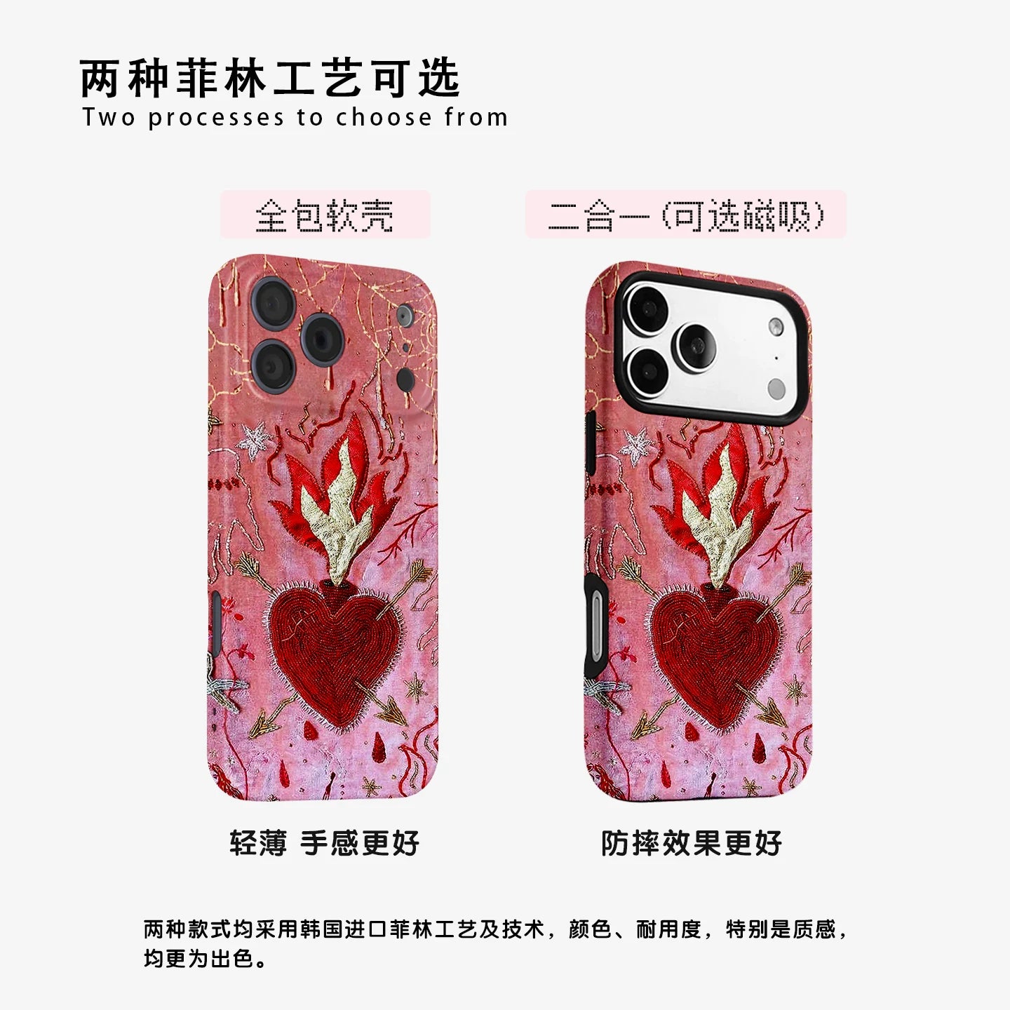 Retro Flame Heart Art Burning Magnetic Soft Case Phone Case