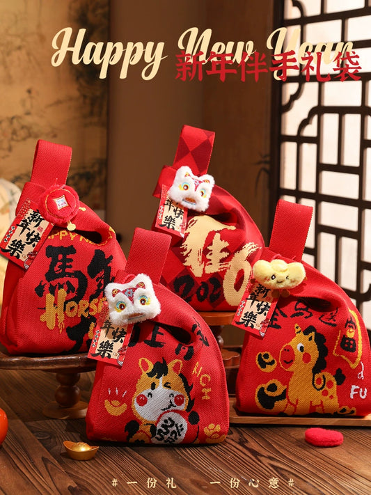 2026 New Year’s Day & Spring Festival Year of the Horse Knitted Tote Bag