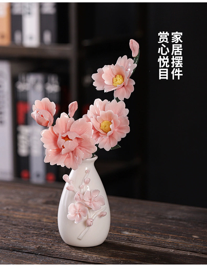 Hand Kneaded Ceramic Flower Branch Vase Flower Insert Set