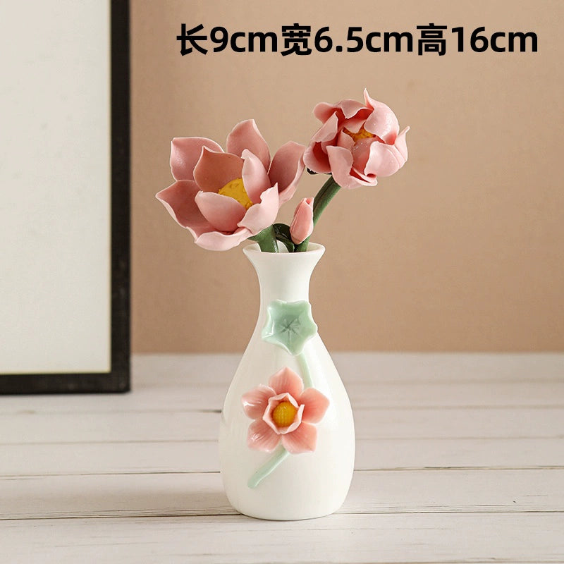 Hand Kneaded Ceramic Flower Branch Vase Flower Insert Set