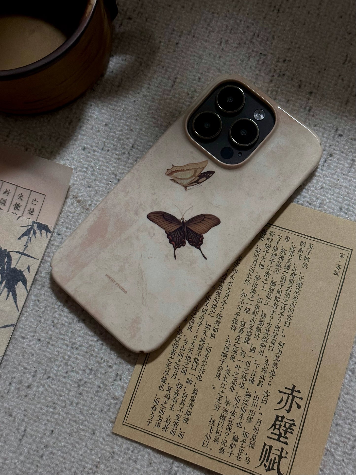 Night Studio Twilight Butterfly Gray Phone Case