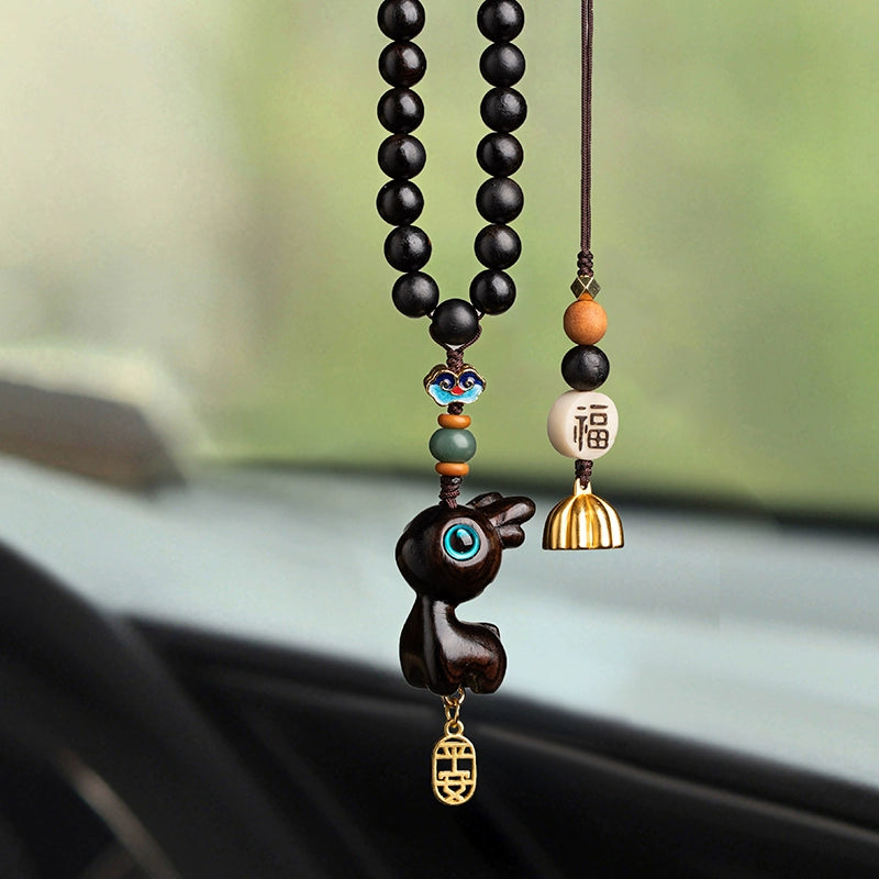 Cute Deer Sandalwood Car Pendant