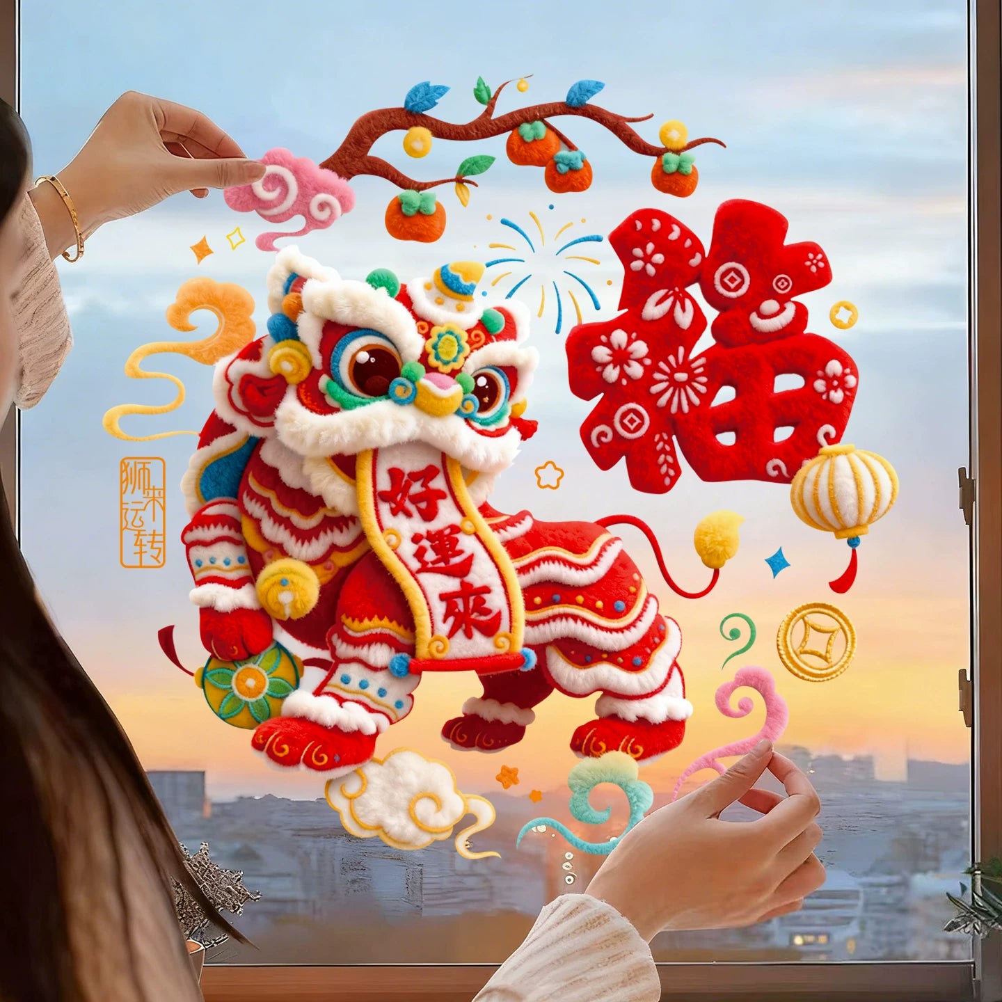 2026 New Style Static Cling Window Decoration for the Year of the Horse - Lucky Character Sticker