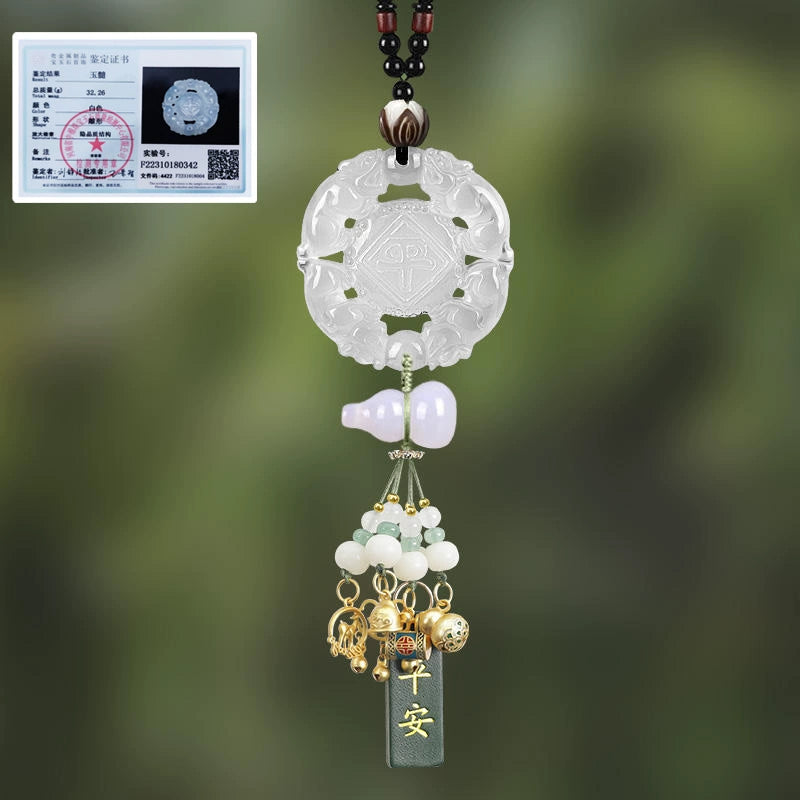 White Chalcedony Pi Xiu Pendant Car Accessory