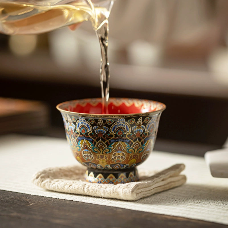 Hand-Painted Enameled Teacup