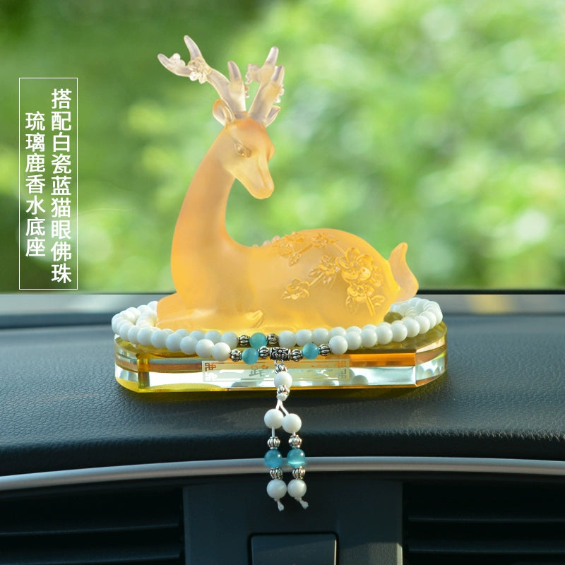 Crystal Deer Perfume Base with Agate Buddha Beads