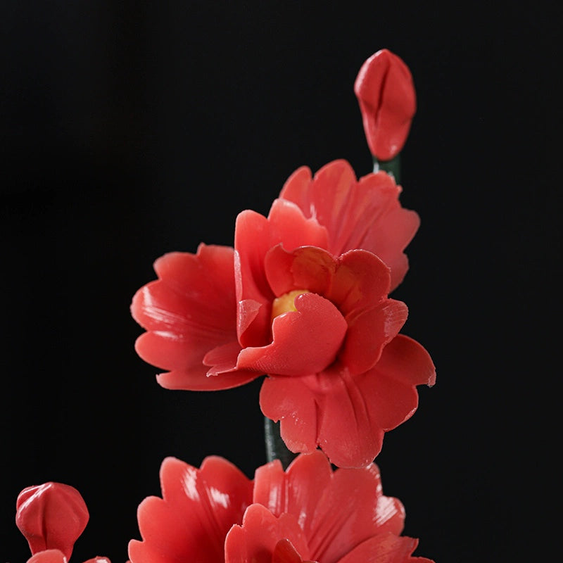Hand Kneaded Ceramic Flower Branch Vase Flower Insert Set