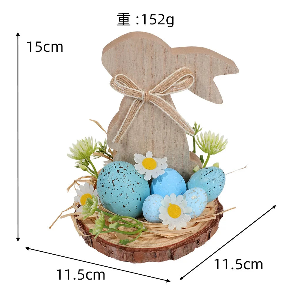 Easter Bunny Egg Simulation Flower Bunny-Shaped Desktop Ornament