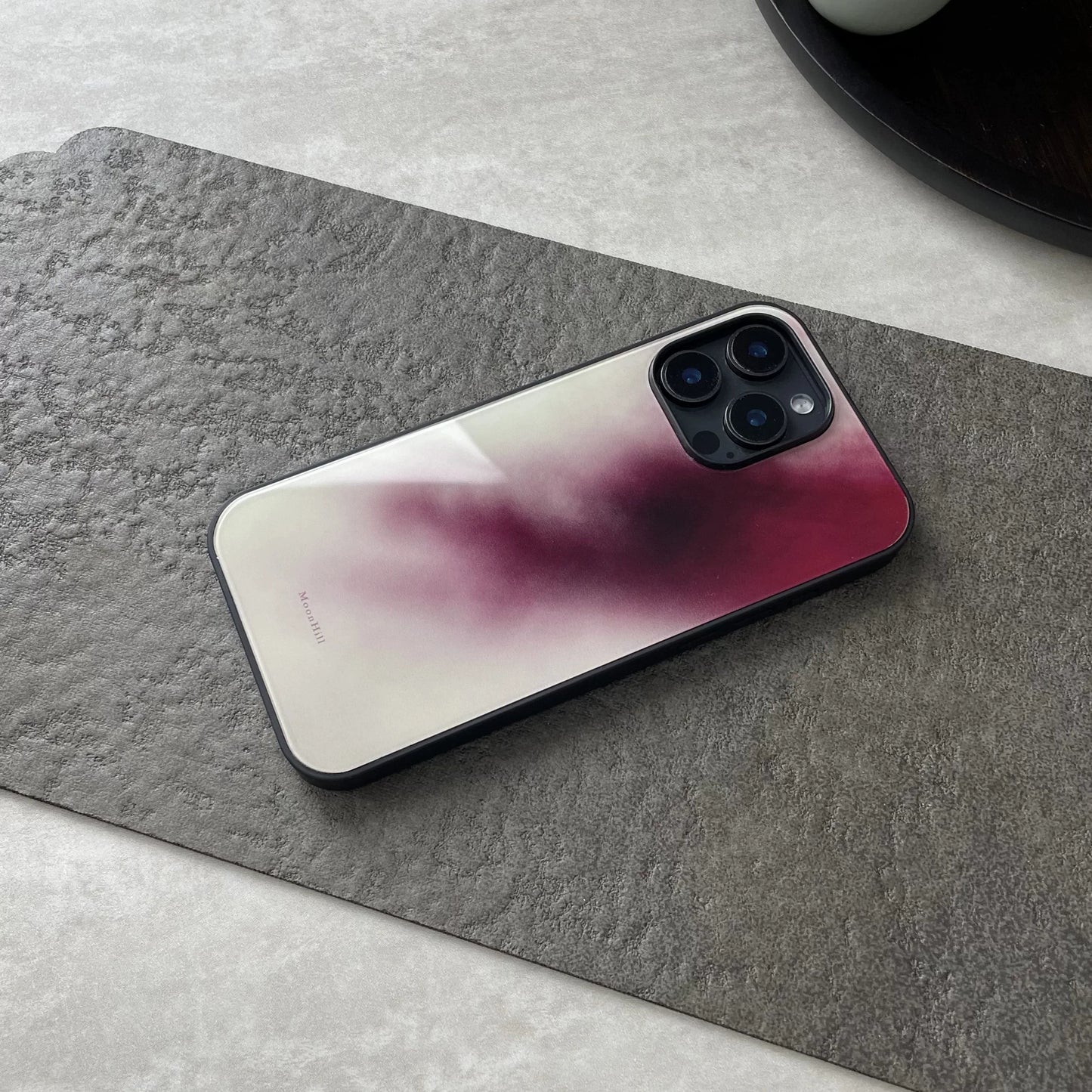 Purple ink painting style anti-slip full-coverage tempered glass premium phone case