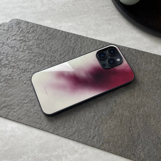 Purple ink painting style anti-slip full-coverage tempered glass premium phone case