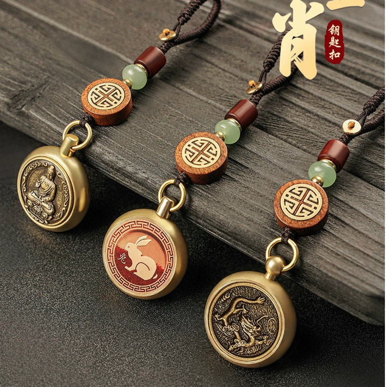 Pure Brass Cinnabar Cash Keychain Car Key High Grade Pendant