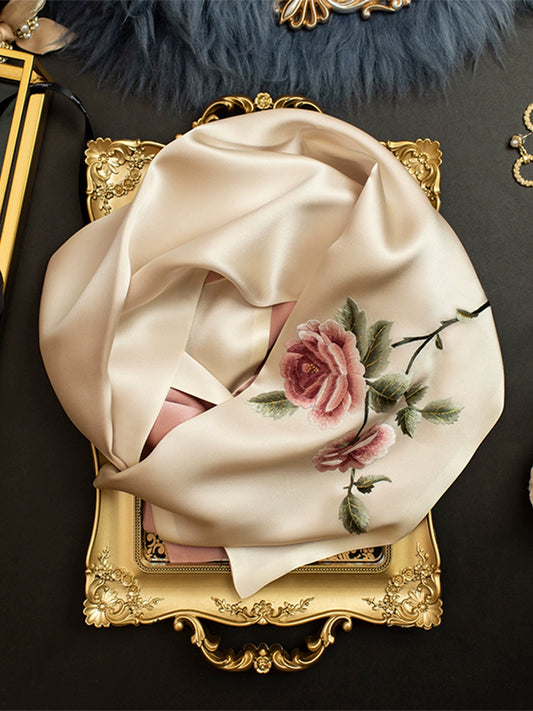 Purely handmade Suzhou embroidery peony silk scarf