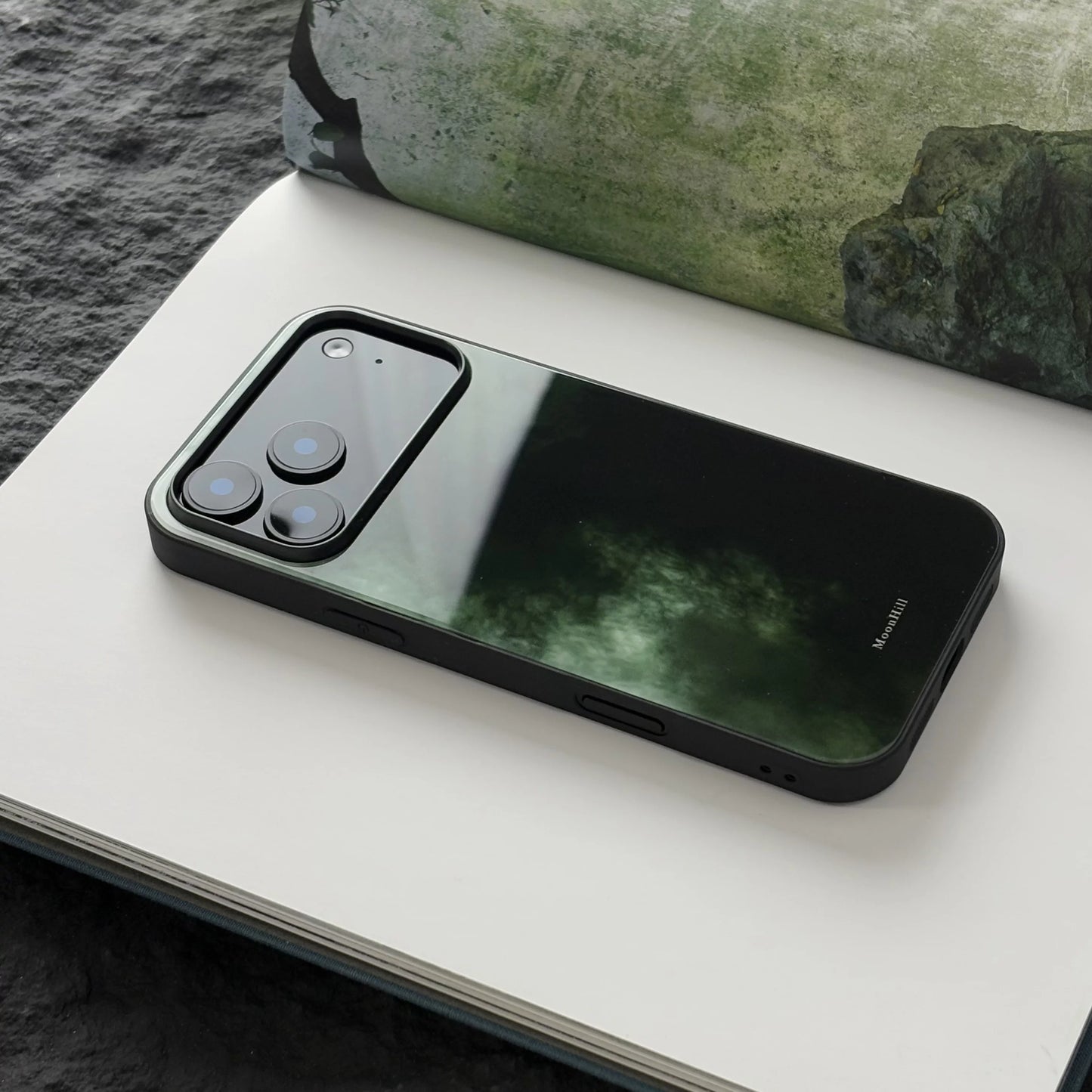 Serene forest art design anti-slip full-coverage tempered glass premium phone case