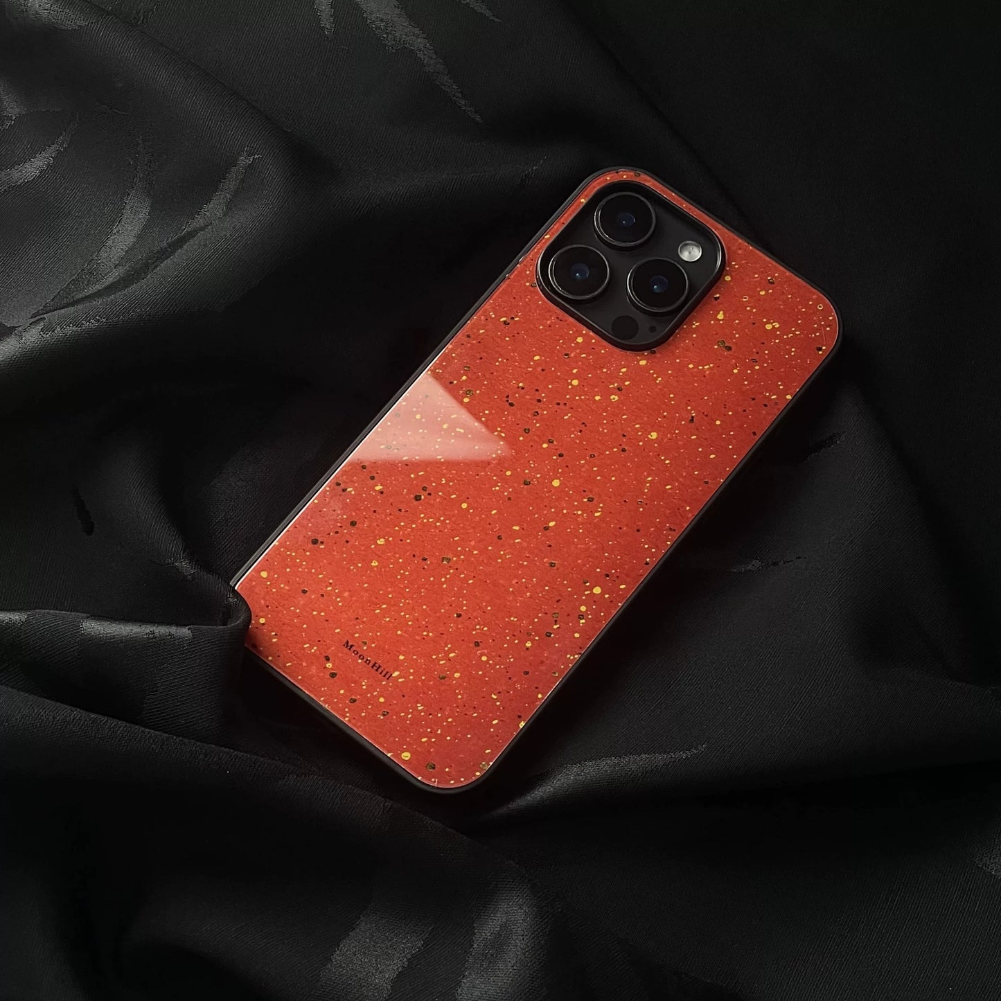 Red and gold abstract art non-slip full-coverage tempered glass premium phone case