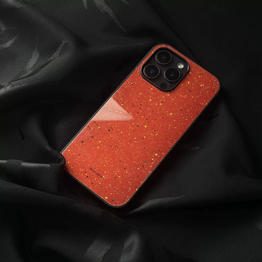 Red and gold abstract art non-slip full-coverage tempered glass premium phone case