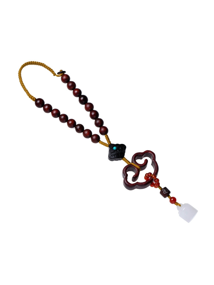 Natural Red Sandalwood Safety Lock Car Pendant