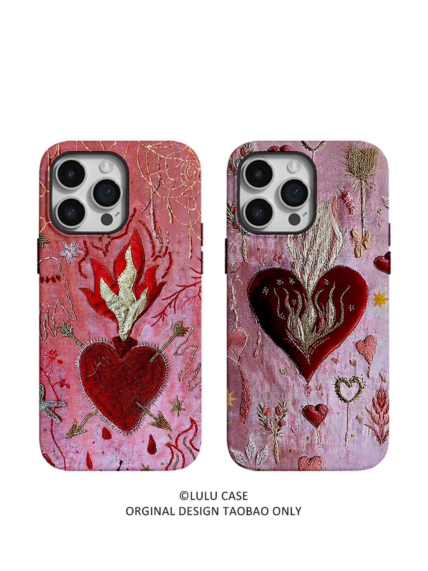 Retro Flame Heart Art Burning Magnetic Soft Case Phone Case