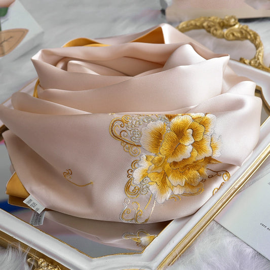 Shu Embroidery Handmade Embroidery Silk Scarf
