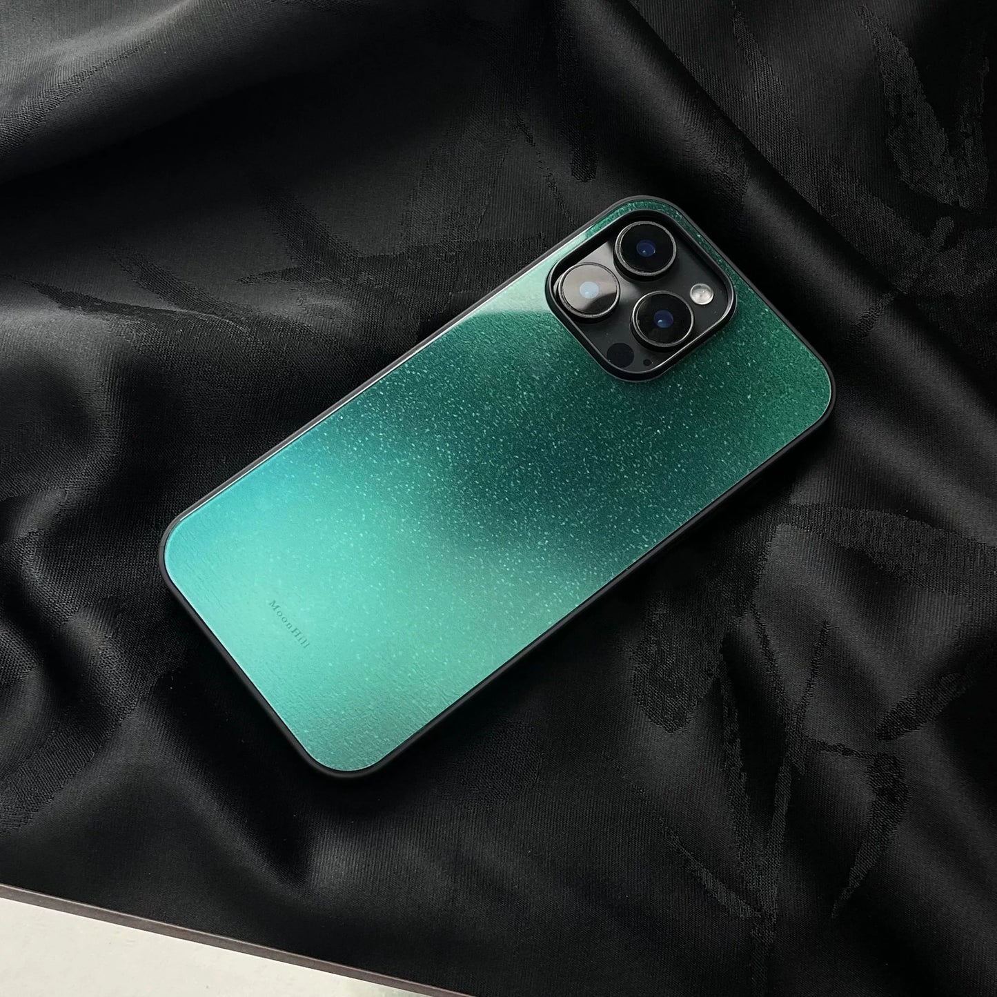 Peacock green anti-slip full-coverage tempered glass premium phone case