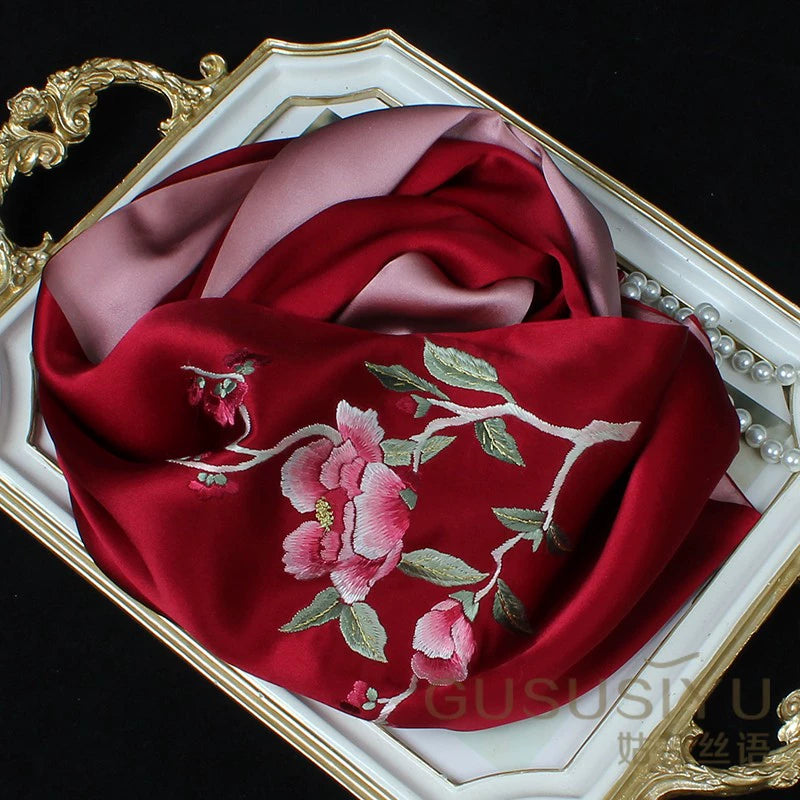 Suzhou embroidery hand-embroidered silk scarf