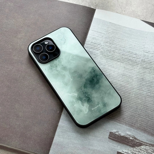 Emerald green anti-slip full-coverage glass premium phone case
