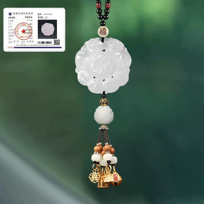 White Chalcedony Pi Xiu Pendant Car Accessory