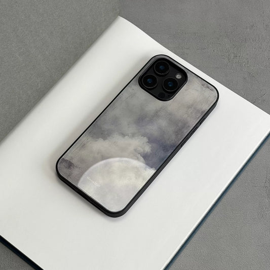 Overlapping cloud pattern anti-slip full-coverage glass premium phone case