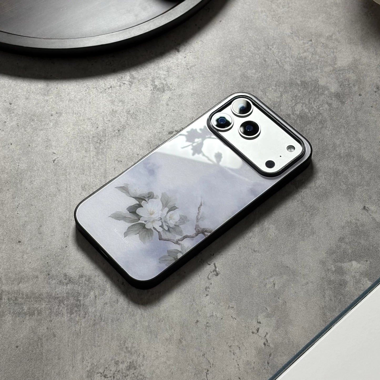 Snowy White Magnolia Flower Art Design Anti-slip Full Coverage Glass Premium Phone Case