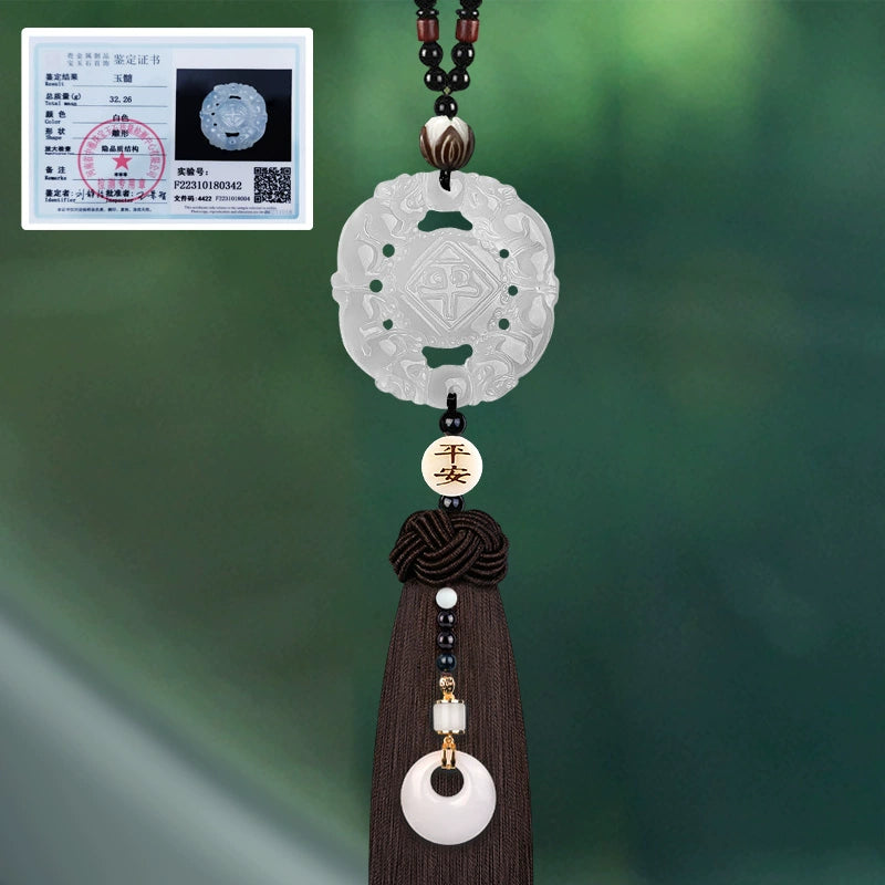 White Chalcedony Pi Xiu Pendant Car Accessory