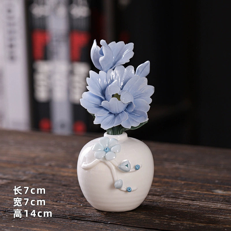 Hand Kneaded Ceramic Flower Branch Vase Flower Insert Set