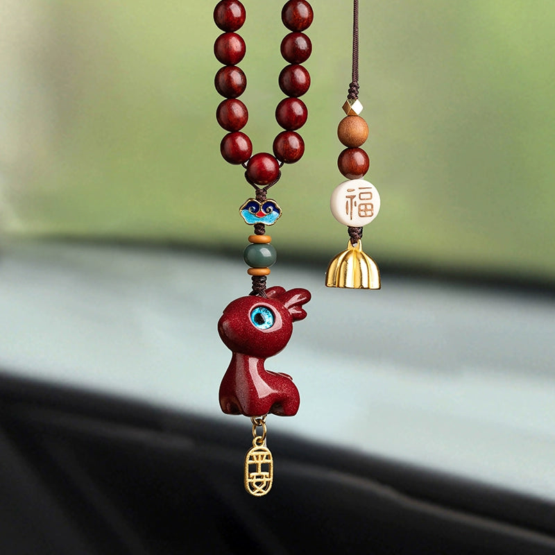 Cute Deer Sandalwood Car Pendant