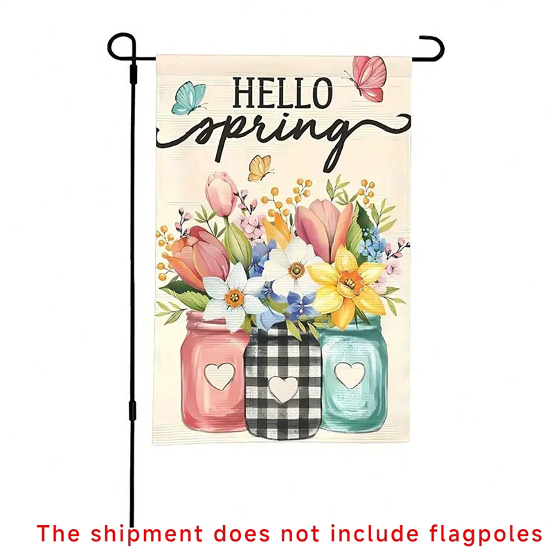 Easter Bunny Egg Double-Sided Linen Garden Flag (Flagpole Not Included) Outdoor Patio Decoration